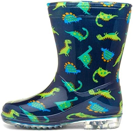 Shoe Zone - Boys Navy & Green Dinosaur Welly