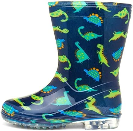 Shoe Zone - Boys Navy & Green Dinosaur Welly
