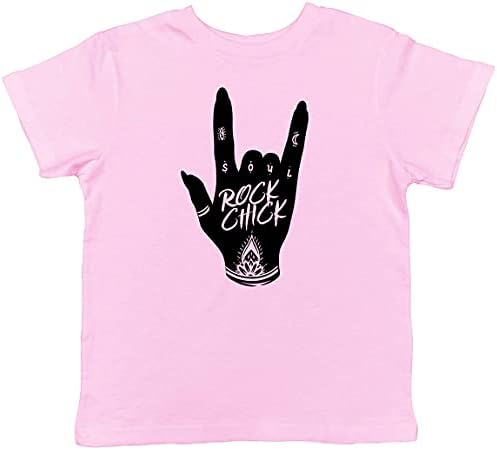 Shopagift Rock Chick Hand Sign Childrens Kids T-Shirt - Rock n Roll Band Retro Music Girls Gift