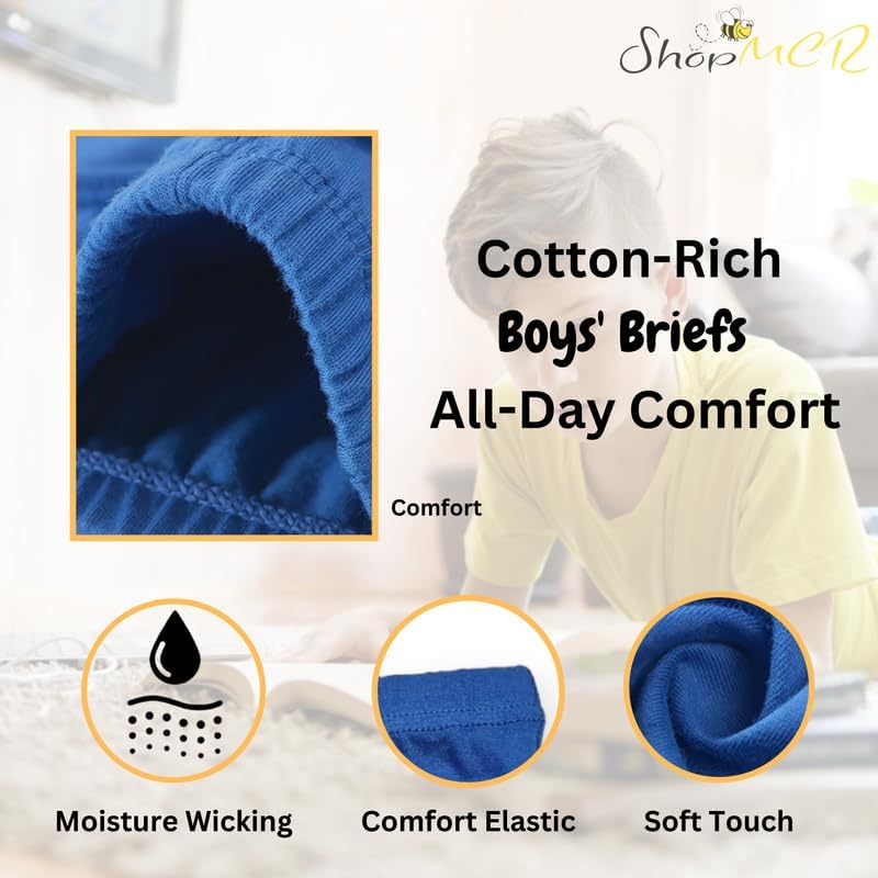 ShopMCR 6 Pack Kids Underpants Briefs Childrens Toddler Boys Cotton Rich Brief Comfortable Boxer Underwear Age 2 To 13 Years