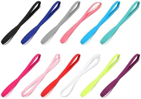 SHUSLIN 12 Pieces Women's Sport Headbands Anti Slip Men Elastic Headband Yoga Hair Bands Running Fitness Sports Football Stretch Sweatband