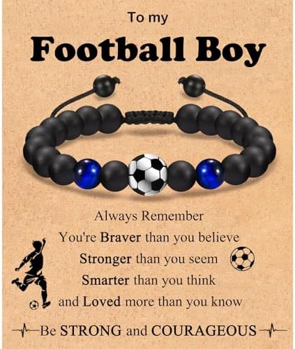 Shuxin Football Gifts for Boys Football Bracelet for Teenage Boys Birthday Christmas Graduation Presents for Grandson Son Team Friends Nephew Brother