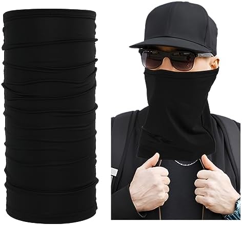 Sibba Bandana Neck Skull Mask Face Balaclava Sun Protection Cover Motorcycle Protector From Uv Half Masks Work Head Scarf Covering Cooling Warmer Fishing Ski Apparel Wraps Worker Men (Black)