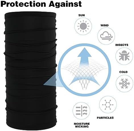 Sibba Bandana Neck Skull Mask Face Balaclava Sun Protection Cover Motorcycle Protector From Uv Half Masks Work Head Scarf Covering Cooling Warmer Fishing Ski Apparel Wraps Worker Men (Black)