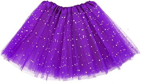 Sibba Sparkle Tutu Skirt Ballet Dance Skorts 3 Layered Tulle Sequin Star Skirts Role-Playing Birthday Princess Party For Girls Toddler 2-7 Years Sports Outdoor Clothing Costume