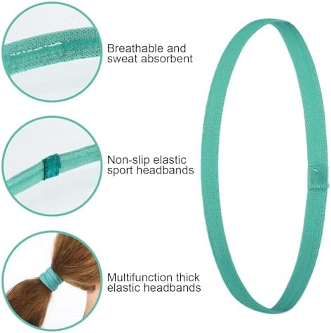 Simarro 8Pcs Elastic Headbands For Women Thin Elastic Sports Headbands Stretchy Skinny Non-Slip Athletic Hair Bands For Women Men Workout Running