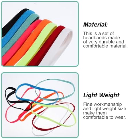 Simarro 8Pcs Elastic Headbands For Women Thin Elastic Sports Headbands Stretchy Skinny Non-Slip Athletic Hair Bands For Women Men Workout Running