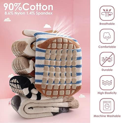 Simpeak Kids Socks 4 Pairs Kids Socks Non Slip Kids Toddler Socks With Grips Children Gift Socks For Boys Girls