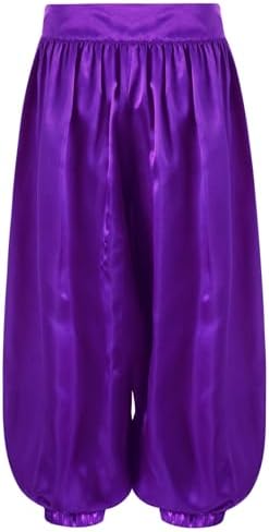 Sinleey Kids Girls Satin Bloomers Belly Dance Harem Pants Tribal Arabic Princess Wide Leg Trousers Palazzo Pants