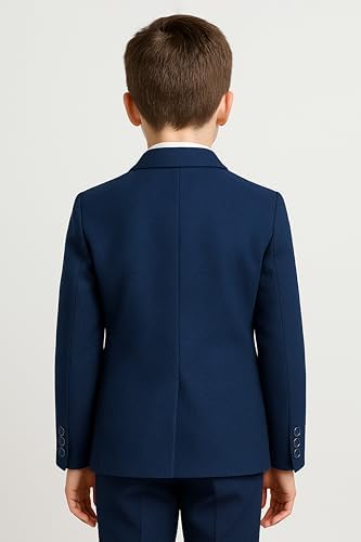 SIRRI Boys' 7-Piece Self-Patterned Suit Set – Slim Fit Wedding Special Occasion Outfit