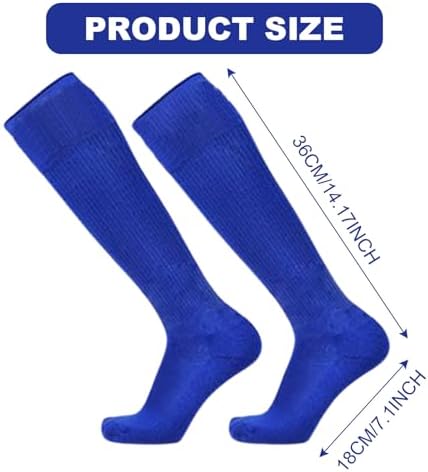 SKHAOVS 3 Pairs Blue Football Socks Long Soccer Socks For Boys & Girls Aged 5-12