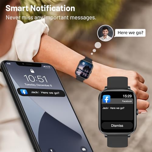 Smart Watch For Men Women Answer/Make Calls 1.83" HD Touch Screen Fitness Watch With Heart Rate/Sleep Monitor Step Counter 123+ Sports Activity Trackers IP67 Waterproof Smartwatch For Android IOS