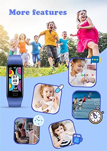 Smart Watch Kids Fitness Tracker - 0.96" Full Touch Smartwatch For Boys Girls Activity Trackers With IP67 Waterproof Blood Pressure Heart Rate Sleep Monitor Step Sports Watches Compatible Android IOS