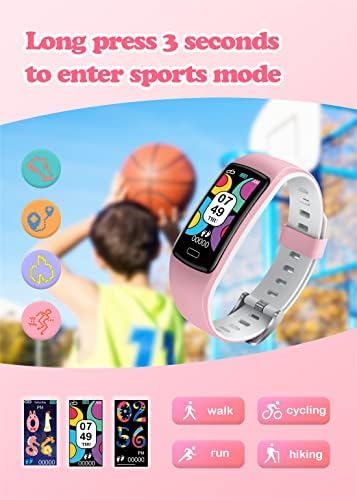 Smart Watch Kids Fitness Tracker - 0.96" Full Touch Smartwatch For Boys Girls Activity Trackers With IP67 Waterproof Blood Pressure Heart Rate Sleep Monitor Step Sports Watches Compatible Android IOS