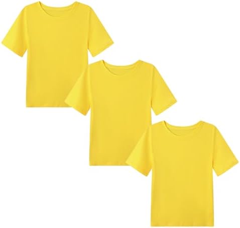 Smazero Kids Plain T-Shirt Cotton Crew Neck Girls Boys T Shirts Summer Short School PE Tee Tops For Children 5-13 Years 3 Packs