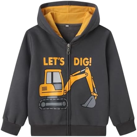 Smazero Little Boys Hoodie Kids Dinosaur Zipper Jumper Long Sleeve Cotton Hooded Sweatshirt Tops for Toddler 2-7 Years Children Clothes