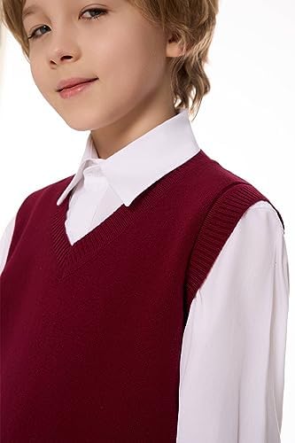 SMILING PINKER Boys Girls Vest V-Neck School Uniform Sleeveless Knitted Top Cotton Jumper