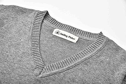 SMILING PINKER Boys Jumper Pullover V Neck School Uniform Kids Plain Sweater