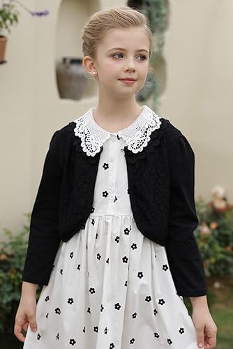 SMILING PINKER Girls' Long Sleeve Lace Bolero Cardigan Shrug