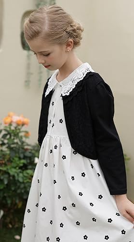 SMILING PINKER Girls' Long Sleeve Lace Bolero Cardigan Shrug