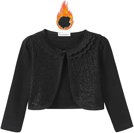 SMILING PINKER Girls' Long Sleeve Lace Bolero Cardigan Shrug