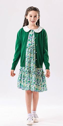SMILING PINKER Girls School Cardigan Long Sleeve Pearl Button Down Uniform Schoolwear Cardigans