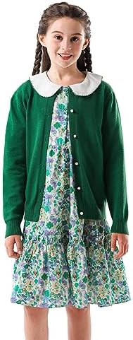 SMILING PINKER Girls School Cardigan Long Sleeve Pearl Button Down Uniform Schoolwear Cardigans