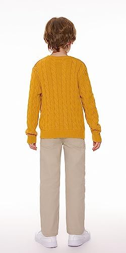 SMILING PINKER Little Girls Boys Aran Cardigan Toddler Cable Knitted Crew Neck Button Up Chunky Sweater Jacket