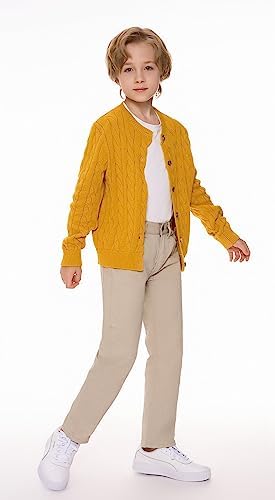 SMILING PINKER Little Girls Boys Aran Cardigan Toddler Cable Knitted Crew Neck Button Up Chunky Sweater Jacket