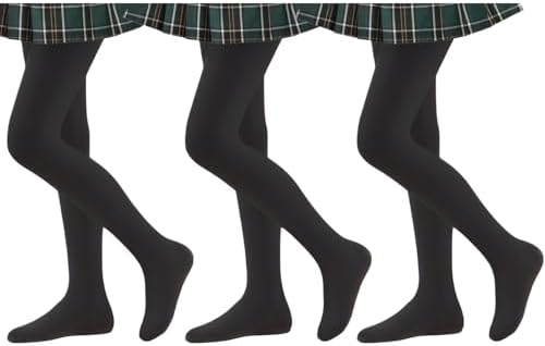 Smivibe 3 Pairs Girls Tights Kids Microfiber School Uniform pantyhose Tights for Schoolwear Ballet Dance Age 2-13 Years