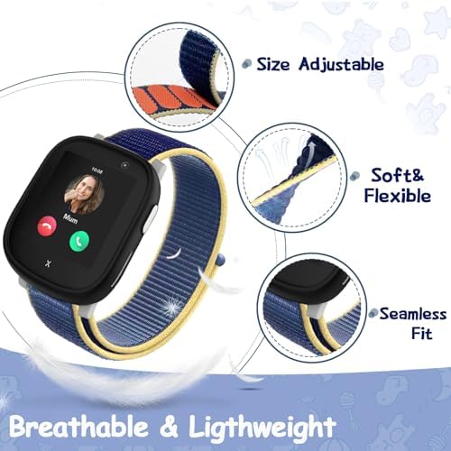 Snyeest Nylon Strap Compatible With XPLORA X6 Play Band Kids Watch Soft Lightweight Breathable Adjustable Replacement Sport Wristband For Boys Girls