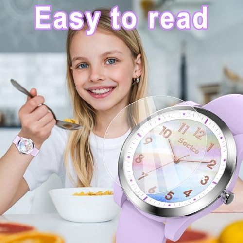 SOCICO Kids Watch Analogue 5ATM/50M Waterproof Wrist Watch Children Girls Boys Teenagers Easy Read Kids Quartz Minimalist Watches For 8-18 Years