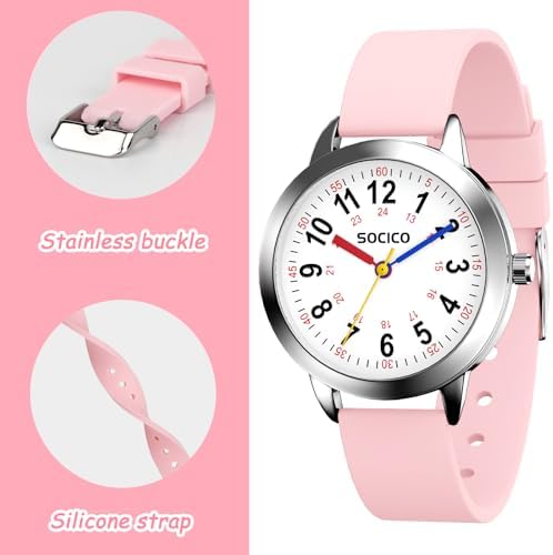 SOCICO Kids Watch For Boys Girls Learning Educational 3ATM/30M Waterproof Time Learning Gift Children's Analogue Watch