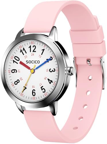 SOCICO Kids Watch for Boys Girls Learning Educational 3ATM/30M Waterproof Time Learning Gift Children's Analogue Watch