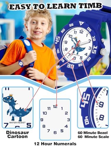 SOCICO Kids Watch With Light For Boys Girls Unicorn Dinosaur Watch 30M Waterproof Watch Easy To Read For 4-12 Years Old Brithday Gift Children's Day Christmas Day