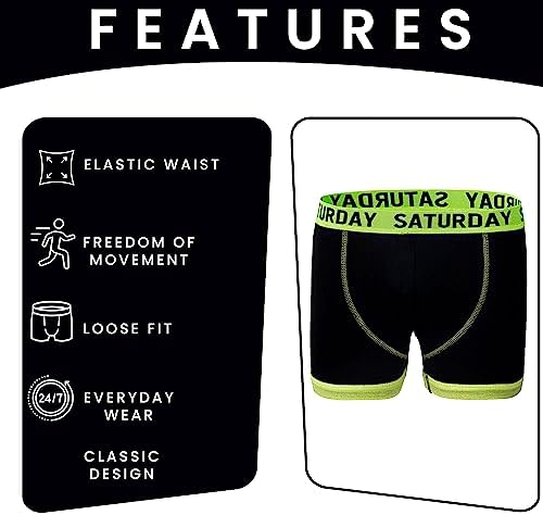 Sock Stack Boxers 7 Days Of The Week Boys Boxer Shorts Cotton Rich Underwear Stretch Boxershort Trunk