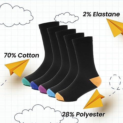 Sockstack 10 Pairs Of Kids Black Multi Socks Boys Girls Heel & Toe Socks
