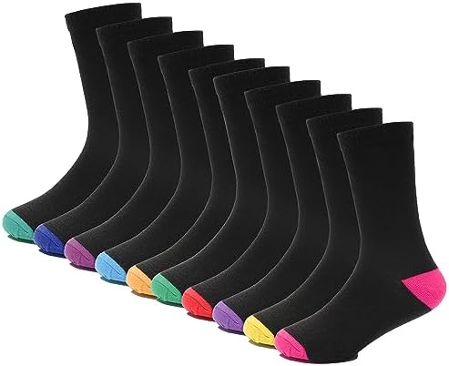 Sockstack 10 Pairs Of Kids Black Multi Socks Boys Girls Heel & Toe Socks