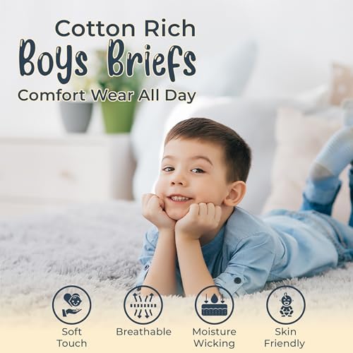 SOCKSVILLE Boys Briefs 7 Pack Assorted Plain White/Red/Black/Navy/Blue Multipack Soft Cotton Mix Blend Boys Pants Comfortable Breathable Toddler Pants Underwear 2-3 3-4 5-6 7-8 Year Olds