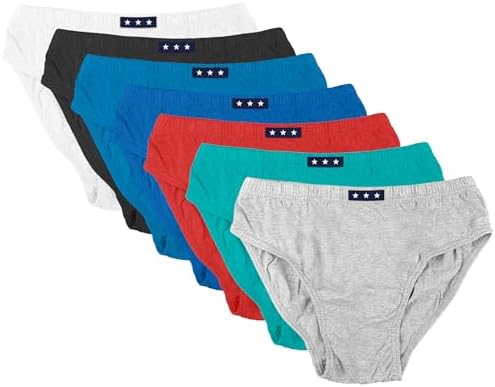 SOCKSVILLE Boys Briefs 7 Pack Assorted Plain White/Red/Black/Navy/Blue Multipack Soft Cotton Mix Blend Boys Pants Comfortable Breathable Toddler Pants Underwear 2-3 3-4 5-6 7-8 Year Olds