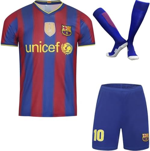 Soft Gardin Barcelona Kids Vintage 2009 Leo #10 Ronaldinho 2005 Limited Edition Home Football Jersey Shorts Socks Gift Set Retro Youth Sizes