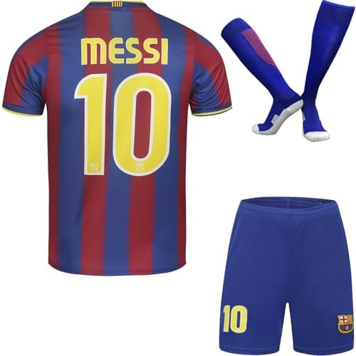 Soft Gardin Barcelona Kids Vintage 2009 Leo #10 Ronaldinho 2005 Limited Edition Home Football Jersey Shorts Socks Gift Set Retro Youth Sizes