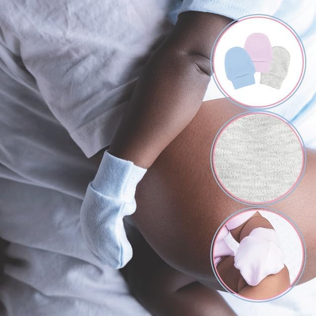 Soft Touch Baby Girls' Super Soft Anti-Scratch Mittens (White 4 Packs)