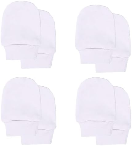 Soft Touch Baby Girls' Super Soft Anti-Scratch Mittens (White 4 Packs)