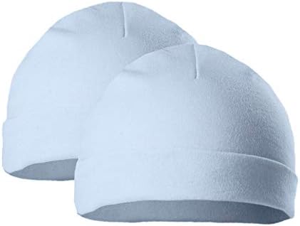 Soft Touch Pack of 2 Baby Hat Baby Boys Girls Cotton Hat Newborn and 0-3 Months Grey Sky Blue Pink & White H3