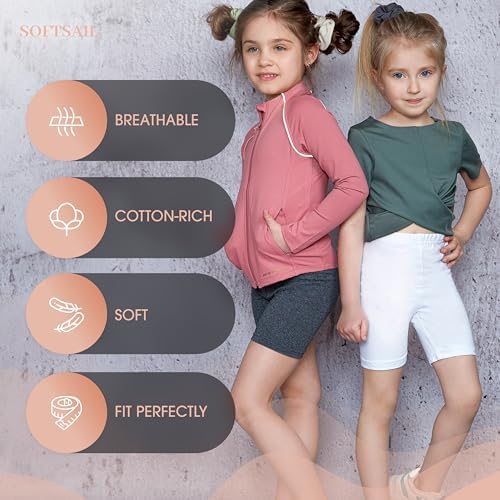 SOFTSAIL Girls Leggings Cycling Shorts Short Cotton Sport Dancing Gymnastic Breathable Comfy Stretchable
