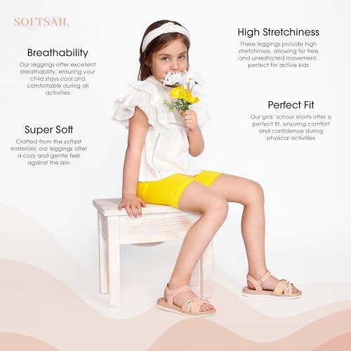 SOFTSAIL Girls Leggings Cycling Shorts Short Cotton Sport Dancing Gymnastic Breathable Comfy Stretchable
