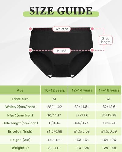 Soleurfe Girls Pants For Age 10-16 Teen Girls Knickers Soft Mid Waist Teenager Underwear For Daily Wear At Home School
