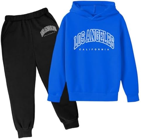 SoLu DAY8 Boys Tracksuit Set Long Sleeve Hoodie Pullover Sweatshirt and Pants Clothing Sets Child Kids Teens 2 Piece Fall Winter Casual Jogging Running Letter Printed 3-13 Years