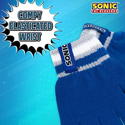 SONIC THE HEDGEHOG Beanie Hat Scarf And Gloves Set For Boys